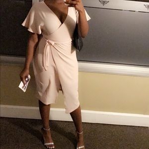 Blush pink wrap dress